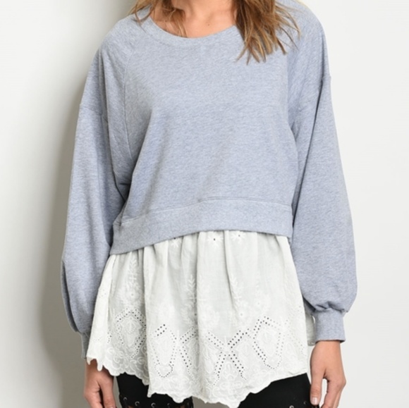 NINETY NINE Long Sleeve Eyelet Trim Tunic Top - Picture 5 of 5